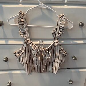 Elegant Striped Ruffle Tank Top